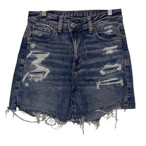 American Eagle Outfitters Distressed Mom Blue Jean Shorts